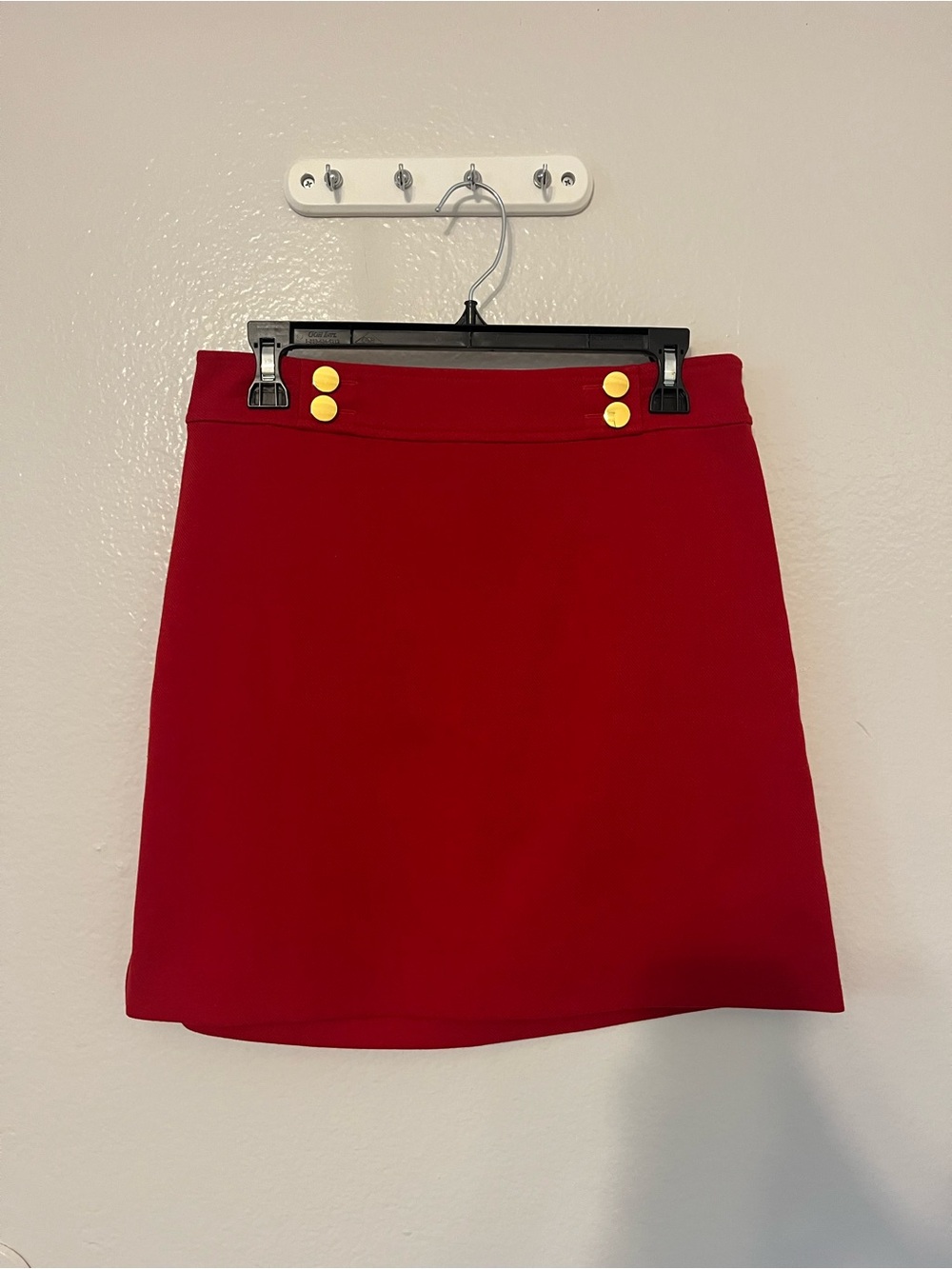 LOFT Red Mini Skirt with Gold Button Accents